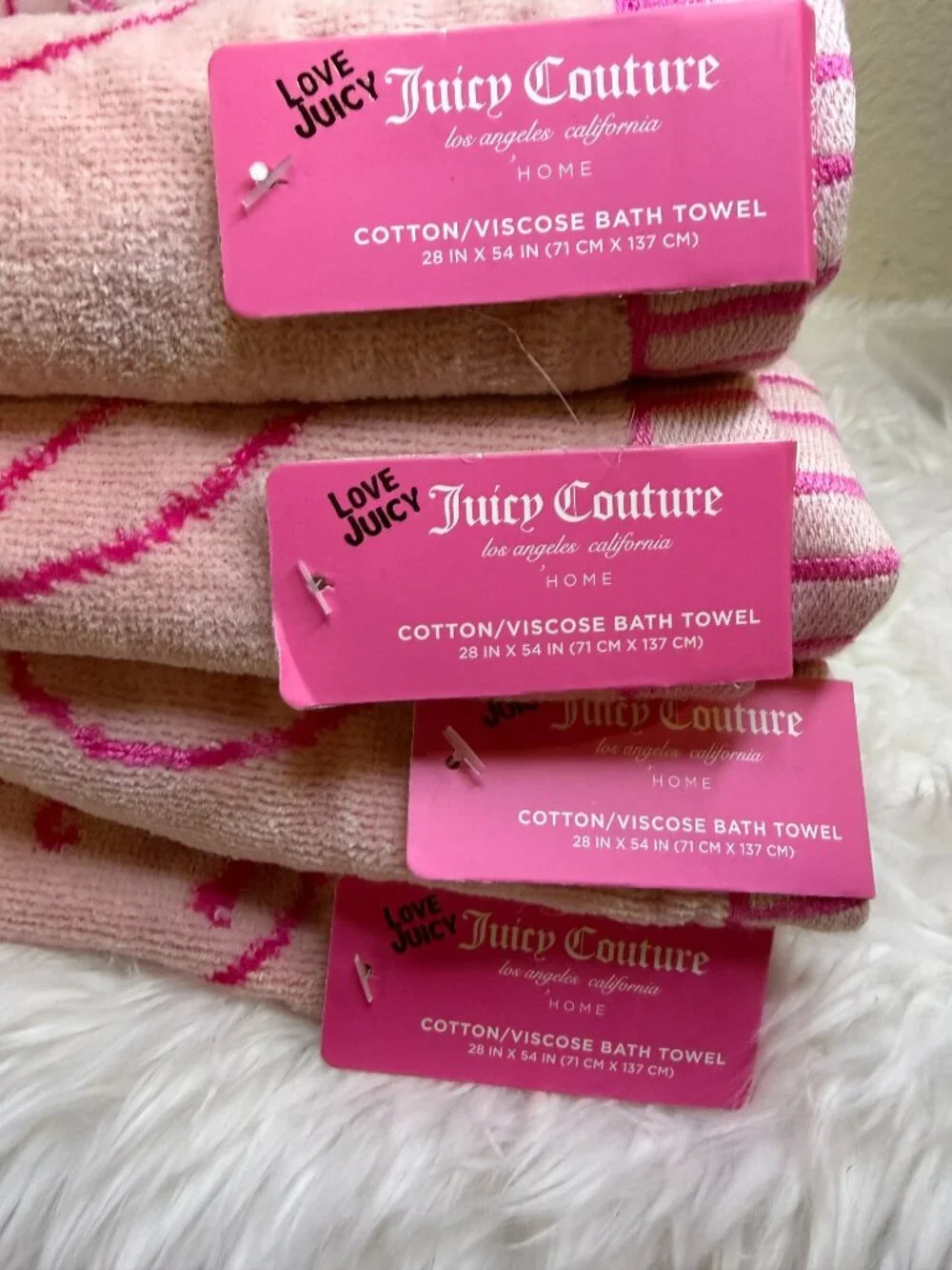 Juicy Couture Pink Cherry Bath Towel Hand Towel Set 8 Pc Home Love Juicy NWT